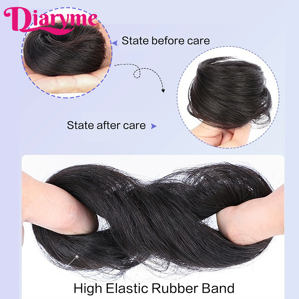 Cabelo sintético coque mulher em linha reta updo laço de cabelo elástico de borracha chignon extensões de cabelo faixas de cabelo natural fo