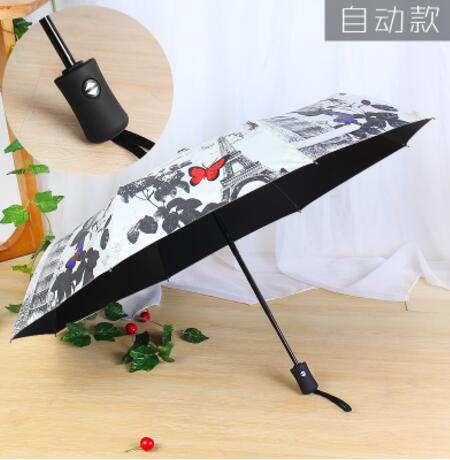 Jiangpanyue paris rose sommerfugl parasol sort belægning uv parasol paraply regn kvinder beskeden jomfru parapluieparaguas: Fuldautomatisk