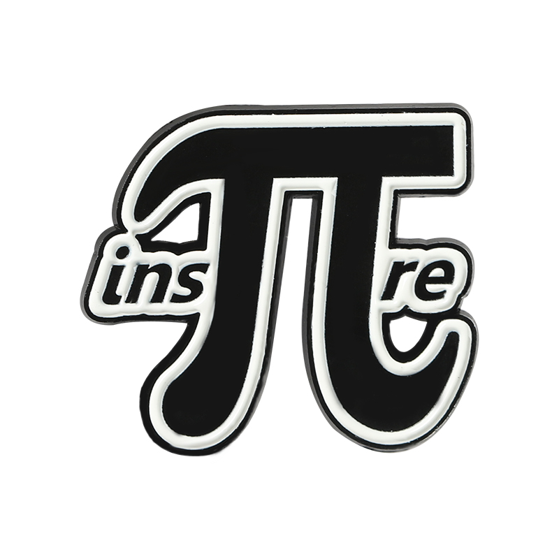Broches de Metal personalizados para química, matemáticas y ciencia, insignia de letra Simple en blanco y negro, para profesores, estudiantes, Pin esmaltado Geek Pi π: Color amarillo dorado claro