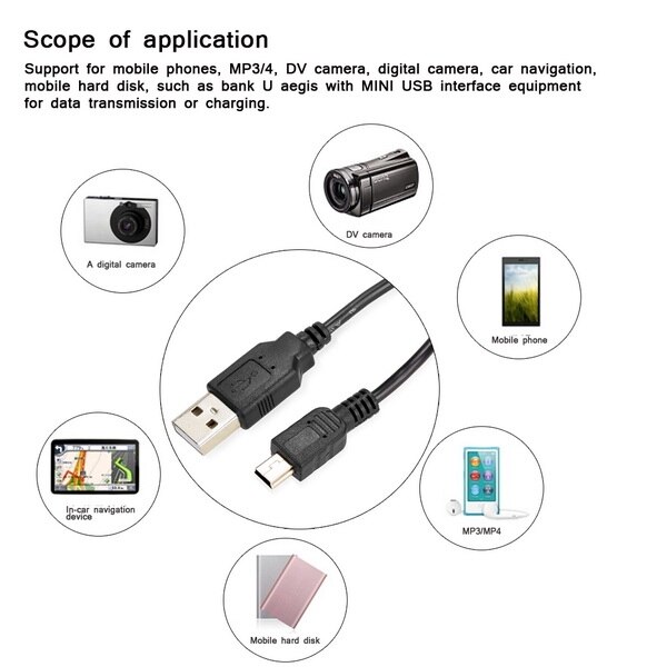 Usb 2.0 A Naar Mini B 5-Pin Usb Charge Data Sync Kabel Voor MP3 Mp4 Digitale camera Adapter