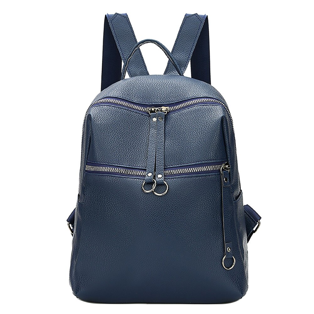 Das mulheres do vintage mochilas de couro de alta qualidade feminino zíper sacos de viagem retro sacos de escola das mulheres estudantes mochila: Azul