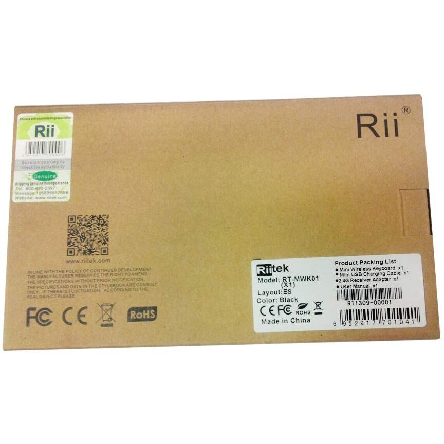 Original Rii Mini X1 Spanish Mini 2.4GHz Wireless Keyboard Air Mouse with TouchPad for TV Box Android /Mini PC/Laptop