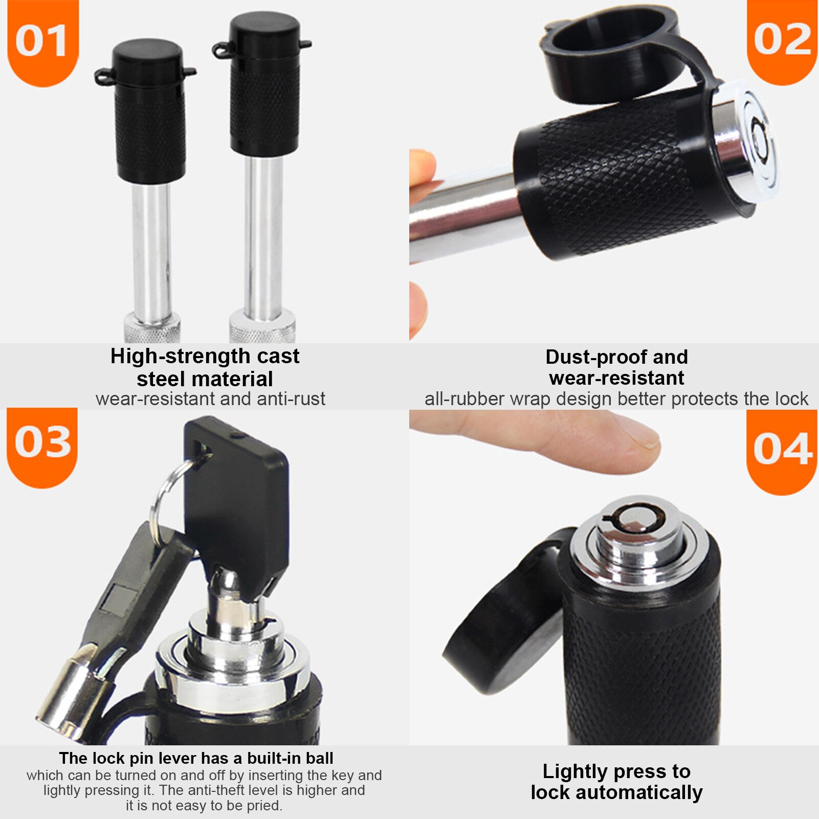 Upgrade Hitch Pin Lock Dual Receiver Locking Trailer Car Trailer Hook Lock Anti-theft Non-slip Tool For Class Car Accessories