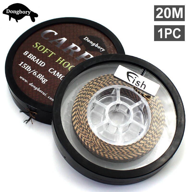 2 st 20m camo brun karp fiskelina 8 trådar flätad kroklänk mjuk fiskelina kroklänk för karp rigg wire fisketillbehör