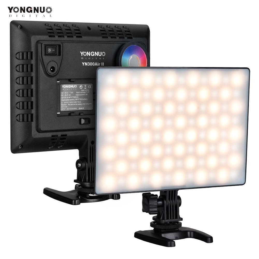 Yongnuo  yn300 air ii led lys rgb 3200k-5600k udfyldningslampe fjernbetjening til studie udendørs fotografering belysning