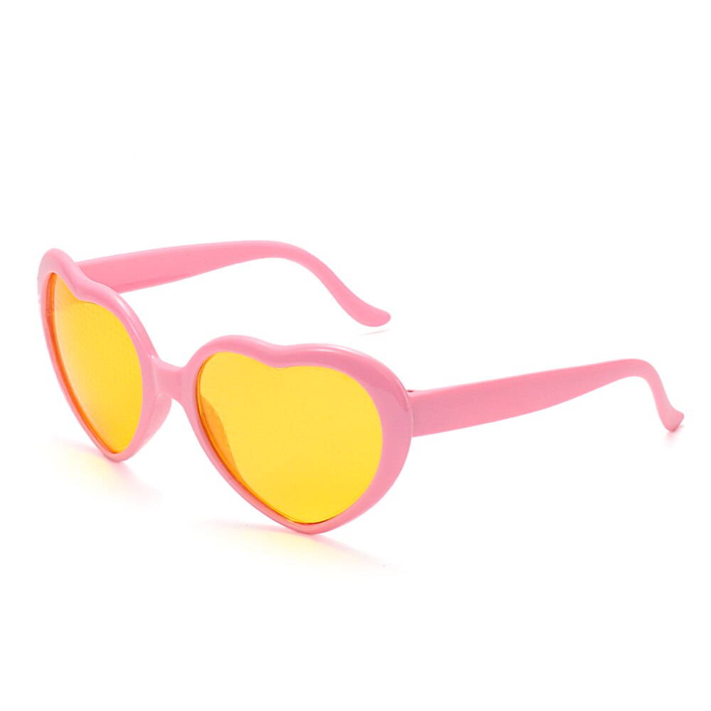 Love Heart Shaped Effects Glasses Watch The Lights Change to Heart Shape At Night Diffraction Glasses Women Kids Sunglasses: Type B-Pink