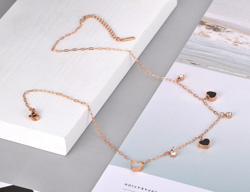 Lokaer Original CZ Crystal Heart Charm Pendant Necklace For Women Stainless Steel Bohemia Acrylic & Shell Choker Necklace N20144