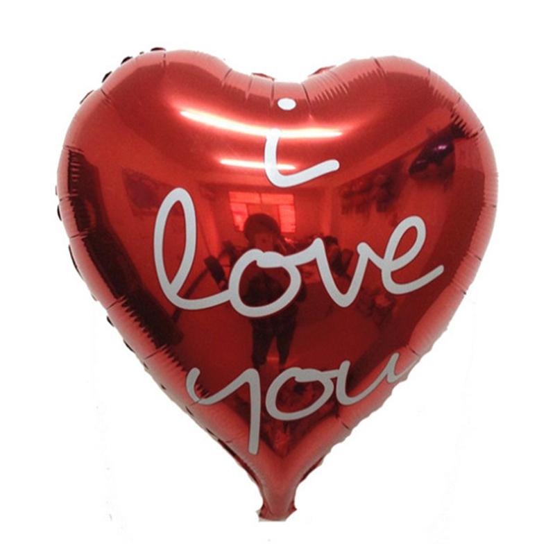 20pcs 18 Inches Heart-shaped Balloons Decorations Handwriting Balloons Party Foil Balloon Scene Decor Romantic Valentine Day