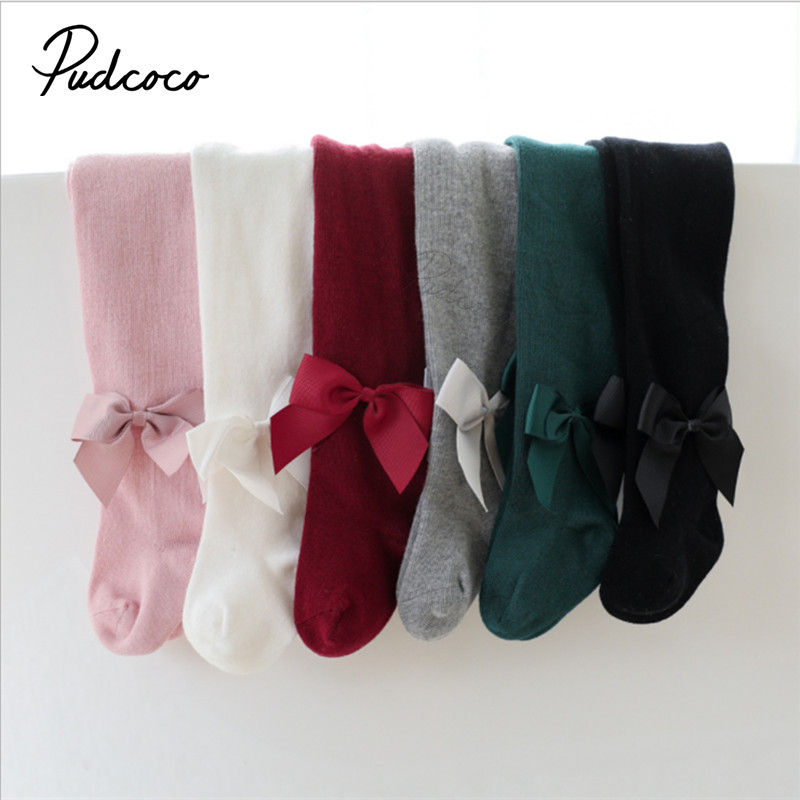 0-24m da criança do bebê meninas outono inverno quente bowknot leggings calças elásticas leggings meias