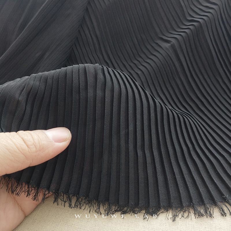 0,5 metros negro blanco Chiffon plisado órgano doble encaje cosido a mano de tejidos DIY vestido, falda, tela Material accesorios 150CM: black 0.5M