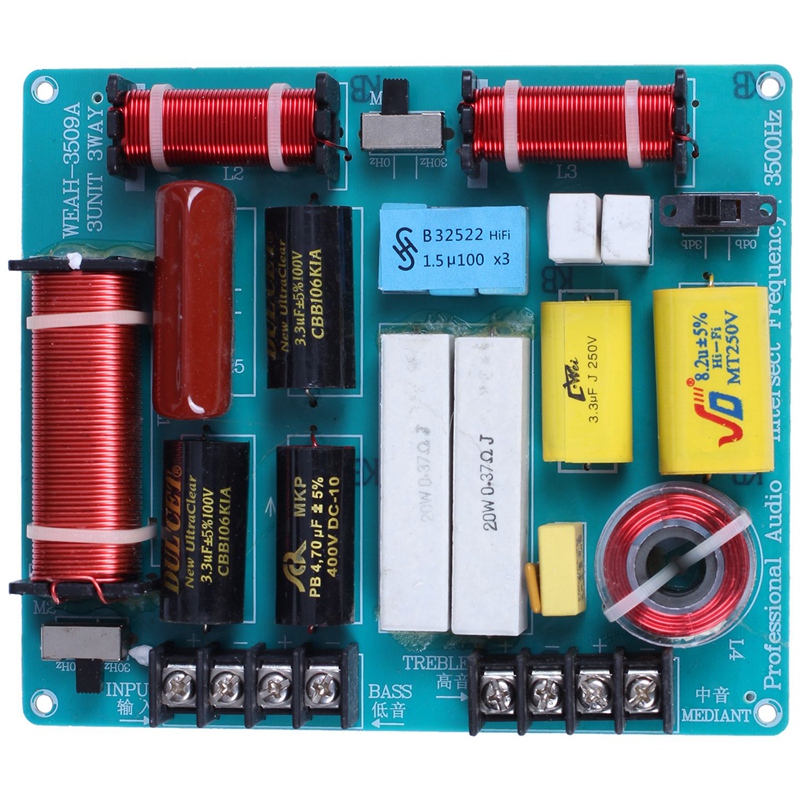 Tablero de Audio Crossover Tweeter + Mediant + divisor de frecuencias de bajos para 4-8Ohm Diy Ktv, filtro de altavoz de escenario, 350W, 3 vías, 1 unidad