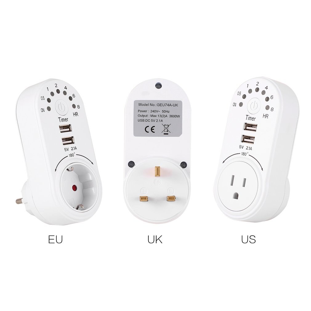 220V Timer Switch Mini USB 5V 2.1A Adapter Socket Outlet Plug-in Countdown Energy Saving Electronic Time Controller