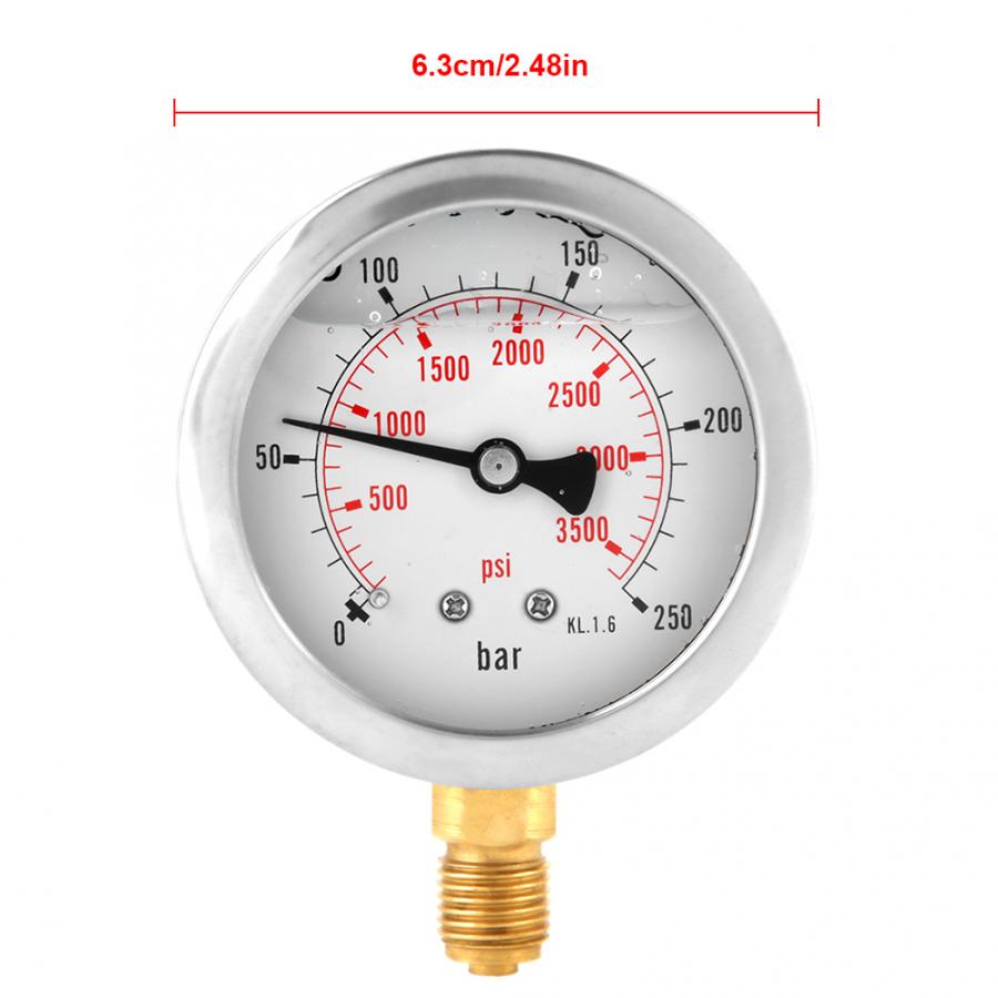 0-250Bar Manometer 0- 3750PSI G1/4 63mm Dial Hydraulic Water Pressure Gauge Meter Manometer