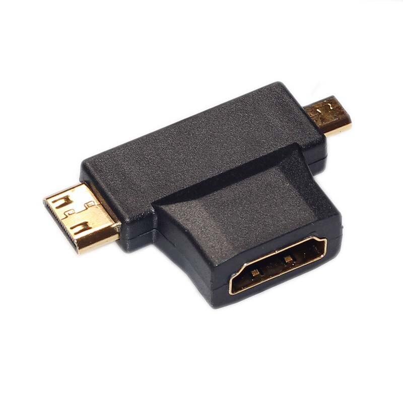 Micro/Mini HDMI-compatible male to standard HDMI-compatible female two-in-one adapter connector