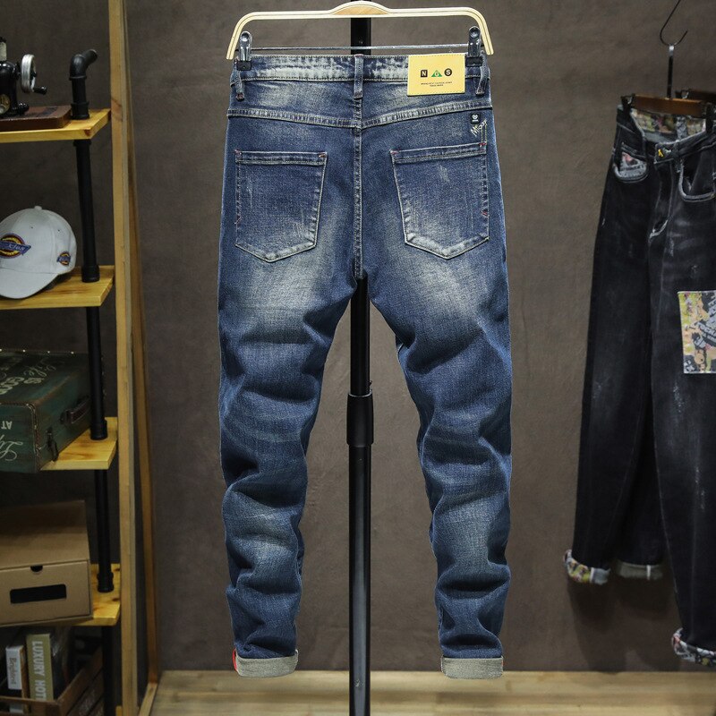 Autumn Winter Mens Jeans Soft Cosy Straight Slim Fit Casual Trousers Male Tencel Fabric Men Pants Jeans for Men,950