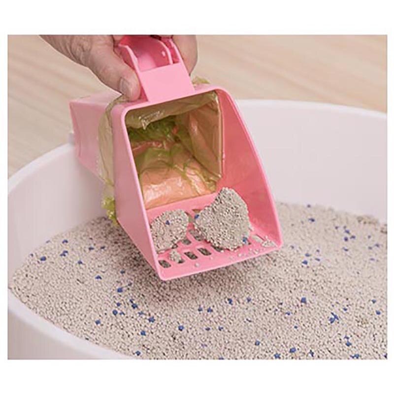 Paletta per lettiera integrata per lettiera per gattini scoop con sacchetti per rifiuti raccoglitore per animali domestici in plastica portatile forniture per la pulizia del gatto