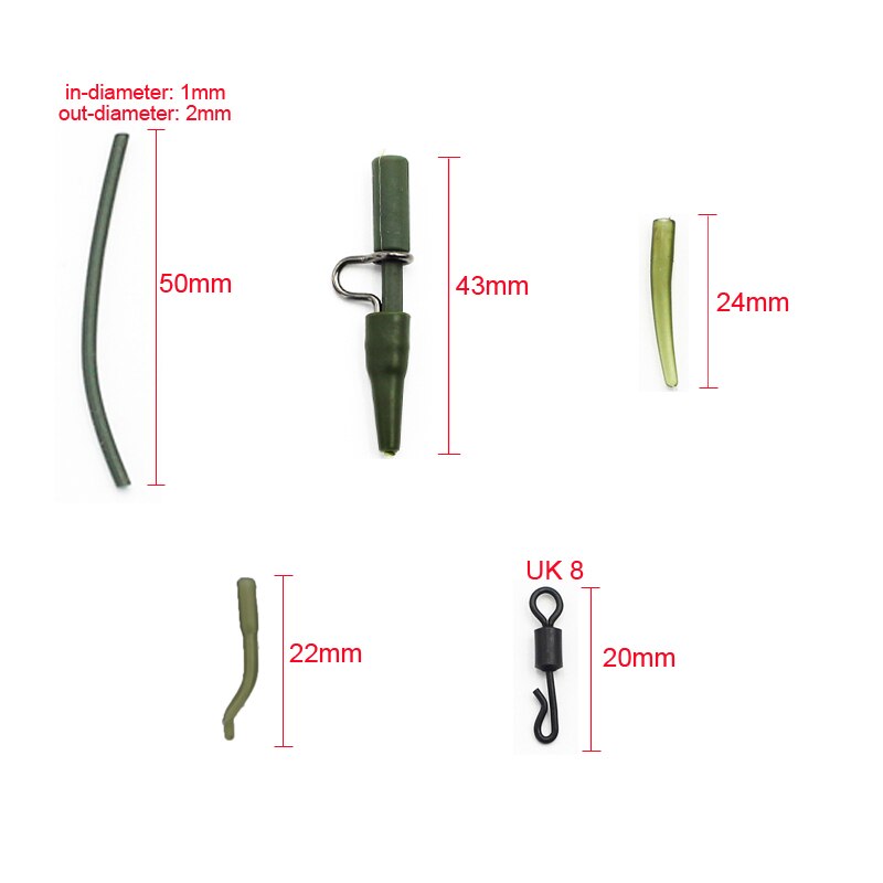 28 pçs conjunto de acessórios de pesca da carpa gancho de carbono pesca rolando giratória carpa isca parar grânulo para equipamento da carpa tubulação equipamento pesca enfrentar kit