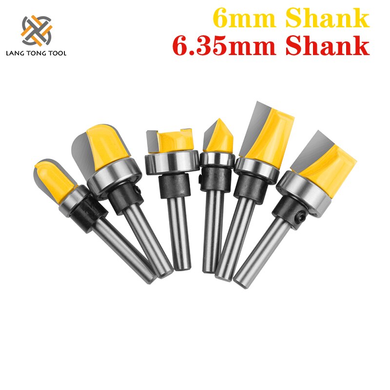 Milling Cutter Pattern Bit Flush Trim Bit Straight Bit with Bearing Hinge Mortising Router Bit Wood Trimmer Cutter LT097