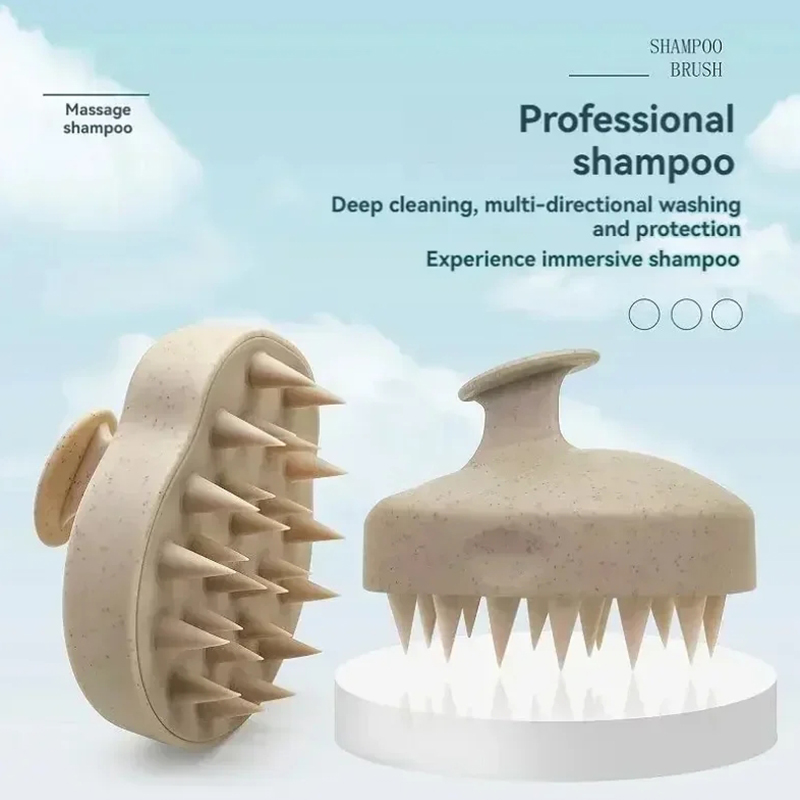 Brosse de lavage de cheveux en Silicone, paille de blé, brosse de lavage de cheveux en Silicone, brosse de tête du cuir chevelu, arrêt des démangeaisons, peigne à gratter, ensemble de coiffure