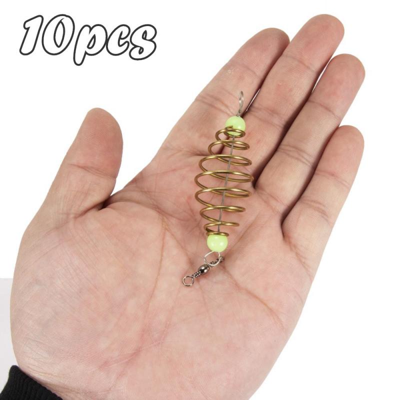 10pcs Bait Feeder Fishing Lure Metal Spring For Carp Fishing Fresh &amp; Saltwater Fishing Rig Bait Feeder Cages &amp; Method Leader