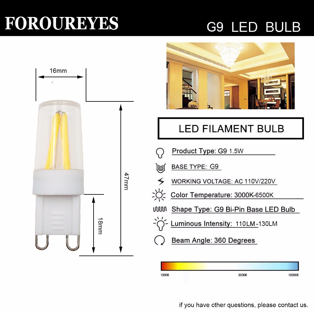 Promotio 10 Stuks Super Heldere Led Lamp G9 Filament COB 110V 220V 1.5W lamp 360 Stralingshoek Vervangen 20W Halogeen Licht voor Kroonluchter