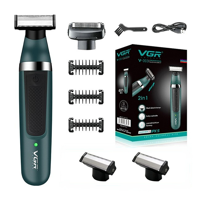 VGR afeitadora electrica para hombre afeitadora Impermeable Maquinilla de afeitar Recargable recortadora de barba Portátil maquina de afeitar cuchillas de doble cara Máquina de afeitar para hombres V-393: YELLOW