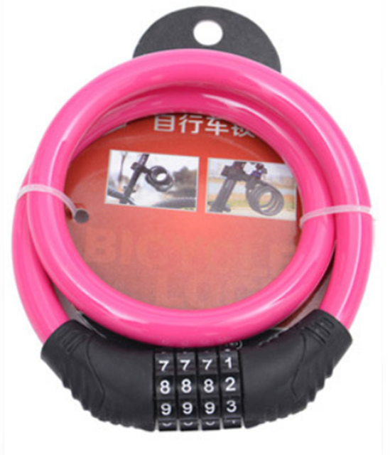 Fiets Combinatie Lock Staaldraad Lock Mountainbike Anti-Diefstal Slot Elektrische Fiets En Fiets: pink