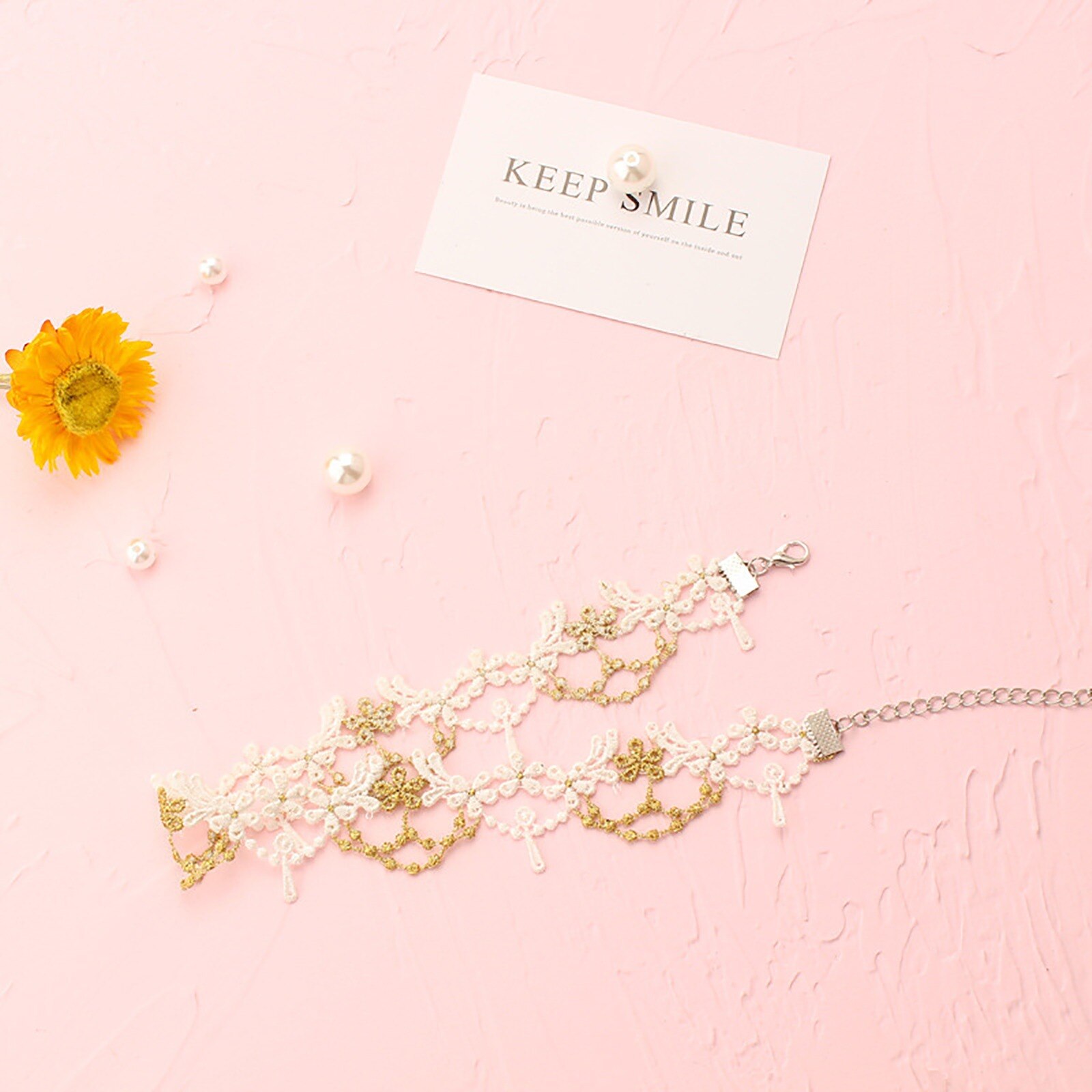 Gioielli con collana girocollo di perle dolci per donne di moda perline romantiche girocolli a catena regalo di compleanno gioielli per feste: 7