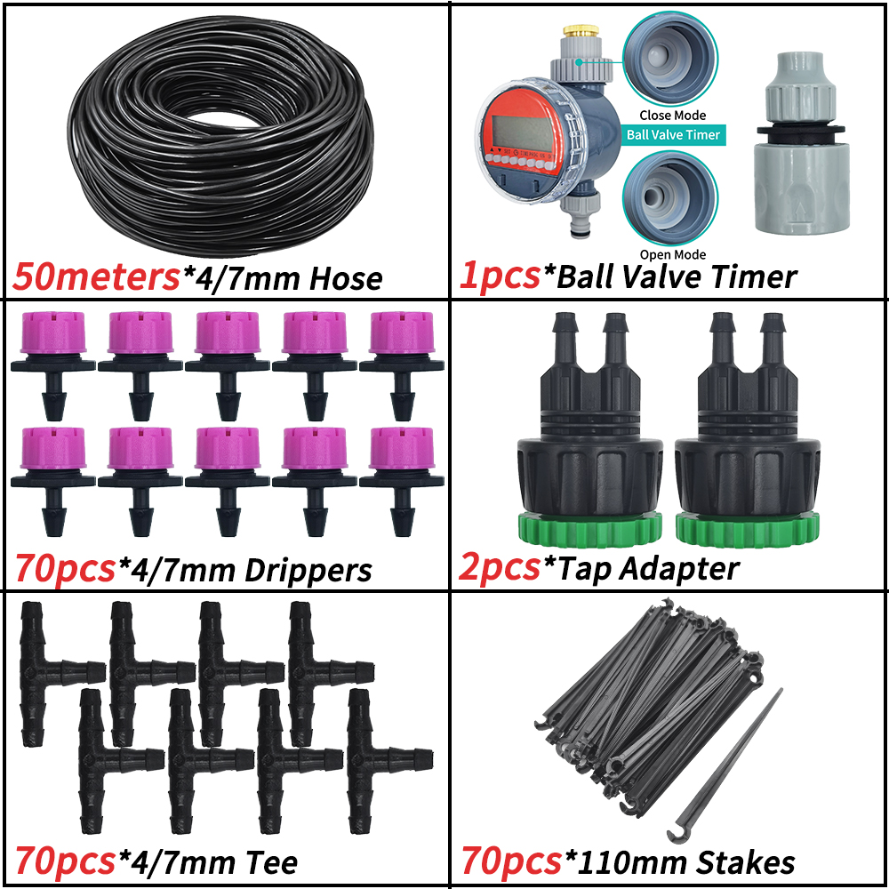 5-50M Giardino micro Irrigazione a goccia Sistema di irrigazione automatica kit controllore Timer Nebbia fai da te Raffreddamento a spruzzo per piante in vaso