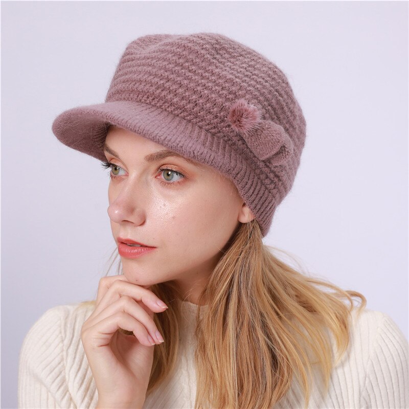 Winter Hat for Women Ladies Knitted Crochet Warm Slouchy Knit Baggy Ski Newsboy Caps Casual Plain Sweet casquette: H