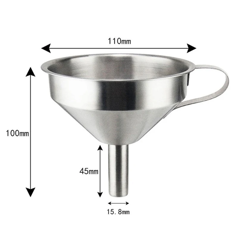 Embudo de cocina de acero inoxidable 304, embudo de aceite líquido con colador, filtro de aceite de alimentos de Metal pequeño para botellas, utensilios de cocina: Verde militar