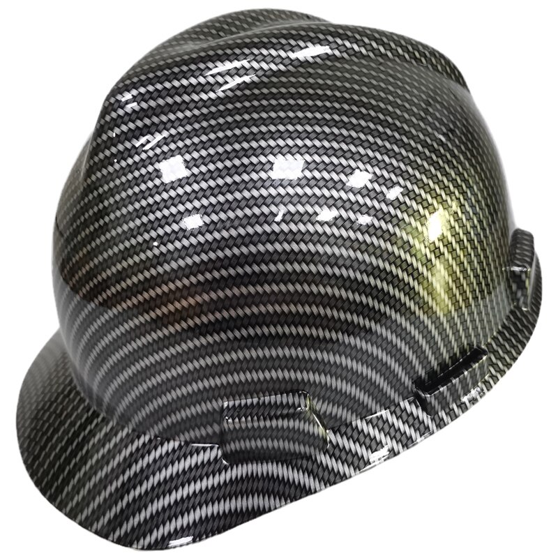 ABS Hard Hat Carbon Fiber Pattern Construction Helmet Safety Engineer Work Cap Anti-collision Protective Hat: MS black