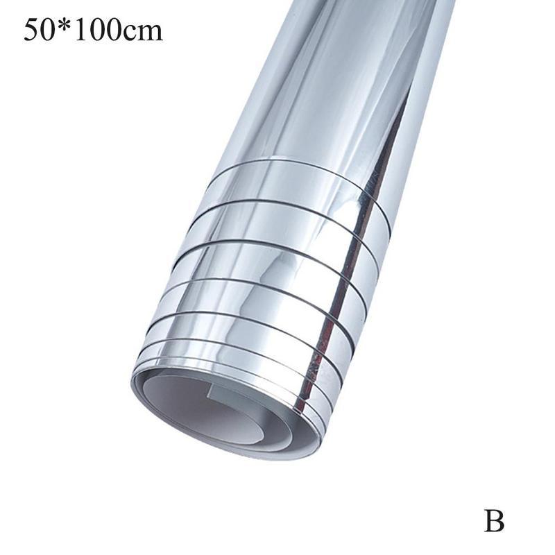 1pc 50/100x50cm DIY Mirror Wall Sticker Bathroom Waterproof Mirror Self Adhesive Removeable Soft Mirror Decor Kids Crafts: B