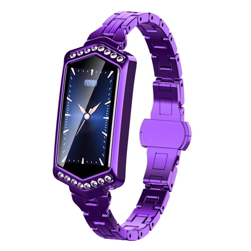 B78 kvinnor smart band fitness armband pulsmätare blodtrycksklocka fitness tracker smart armband för android ios: Lila