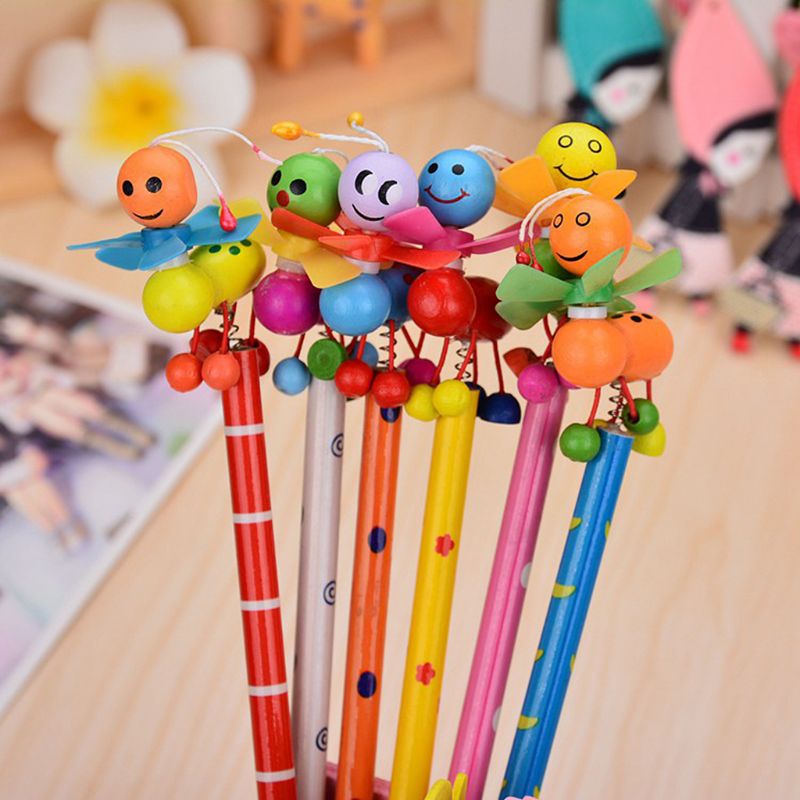 Wooden Windmill Cartoon Animals Pencil Kawaii Student Pencils Student Children Kids Personality Art Supplies Pencil Pen