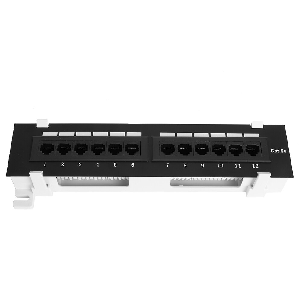 Network Cable Rack 12Port CAT5E Wall Mount Surface Patch Panels Wall-Mountable Rack for Network Wiring