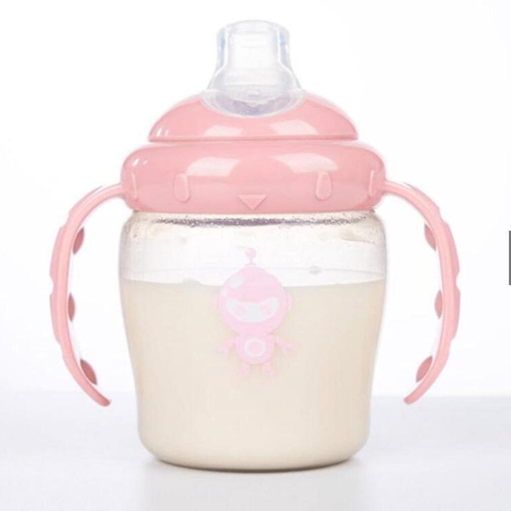 Baby Trinkbecher freundlicher Karikatur Ebene Trinkwasser Stroh Flasche Stroh Sippy Entenschnabel Tasse Hohe Temperatur Beständig Flasche