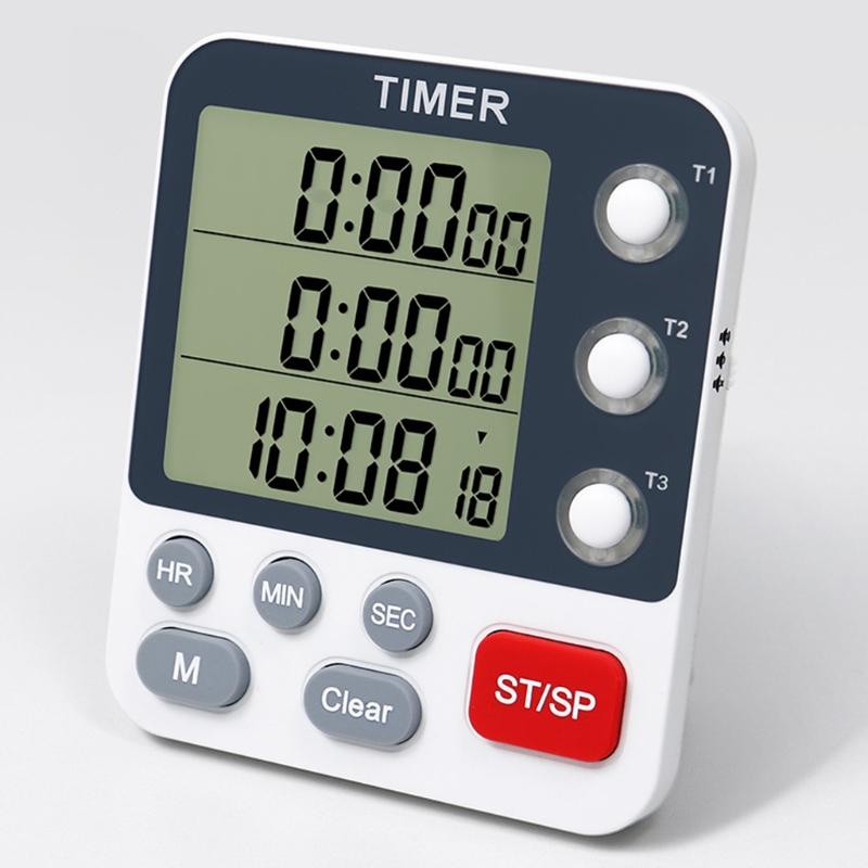 Temporizador Digital de cocina, 3 canales, cuenta arriba y abajo