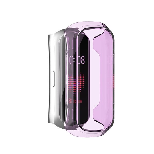 Mjuk skärm tpu genomskinligt skyddsfodral för samsung galaxy fit-e sm -r375 klockskydd skydd skal tillbehör för bandrem: Lila