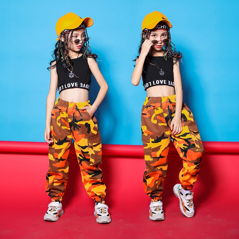 Dance Girls Camouflage Performance Costumes Children's Hip-hop Street Dance Costumes Girls Jazz Clothing Set