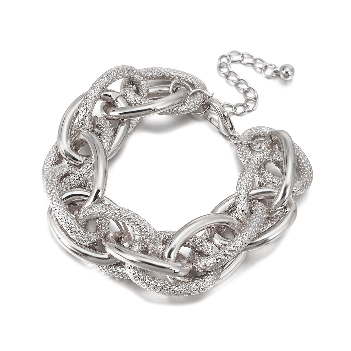 Amorcome Neue Punk Kubanischen Verknüpfung Frauen Männer Armbinde Klassische Verdrehte klobig Kette Armbänder Legierung Metall Armbinde Paar Schmuck: Silber- plattiert