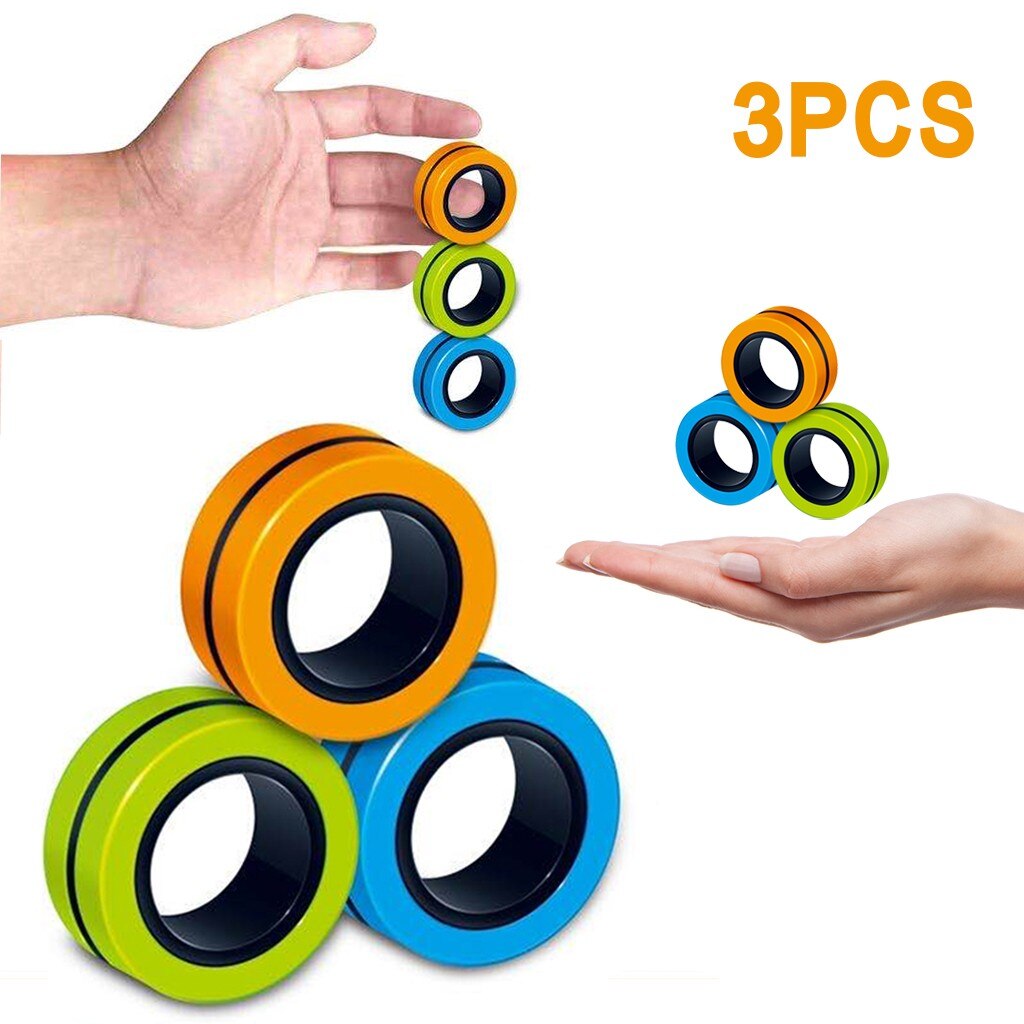 3 sztuk zabawki typu Fidget antystresowy śmieszne Fidget Spinner bransoletka magnetyczna pierścień rozpakować zabawki magiczny pierścień rekwizyty narzędzia stres stres zabawki