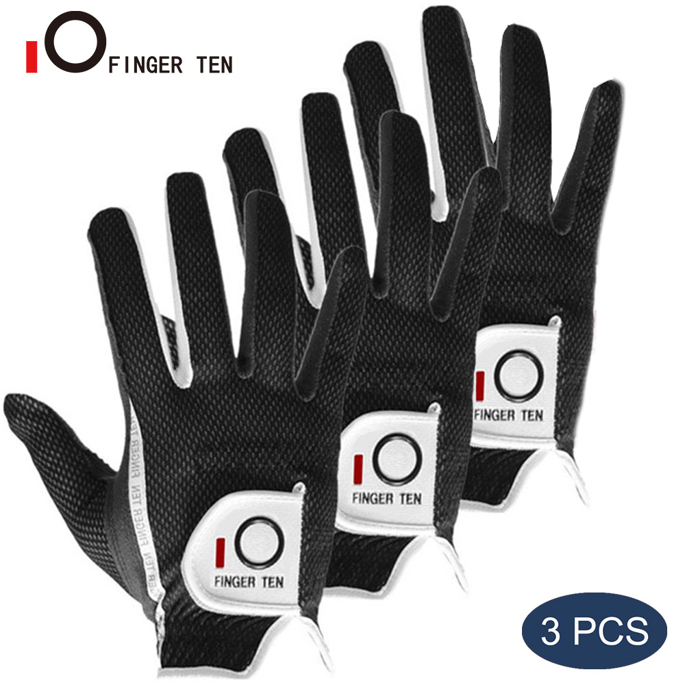 Linkerhand Rechterhand Golf Handschoenen Mannen 3 Stuks Prestaties Mesh Antislip Zachte Micro Ademend Zwart Grijs Groen Handschoen: YELLOW / M/L