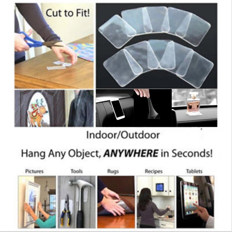 20Pcs Super Sticky Silicone Gel Pads Transparent Clear Anti-Slip Gel Pads Auto Gel Holders Durable Washable Cell Pad Hook up