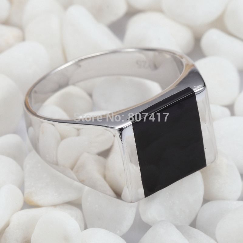 Eulonvan-Anillos De Compromiso Vintage para hombres, de Plata de Ley 925, de lujo, de resina negra, S-3775 tamaño 6-13