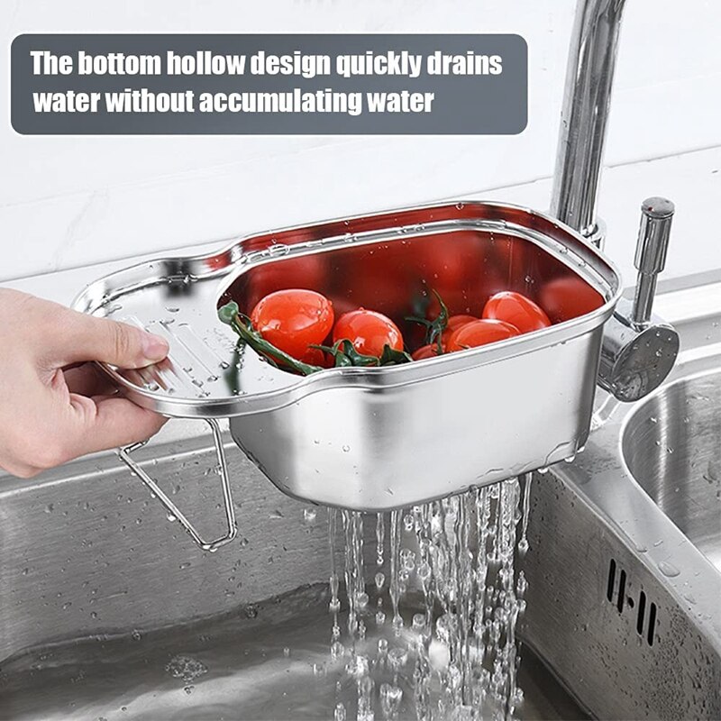 Sink Strainer Funnel Drain Basket Multifunctional Saddle-Shaped Left Mesh Stainless Steel Filter