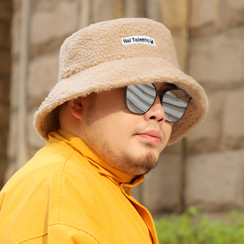 Papa – chapeaux de pêcheur grande taille pour homme, casquette Panama en feutre, en molleton , pour la neige, 54-58CM, 58-63CM, hiver: Beige / 54-58cm