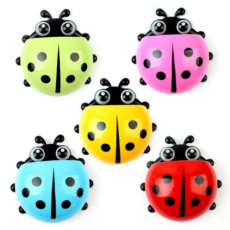 1Pcs Cute Ladybird Beetle Toothbrush Toothpaste Shelves Pencil/Pen Storage Holders &amp; Racks Children Brush Teeth Bathroom Supply