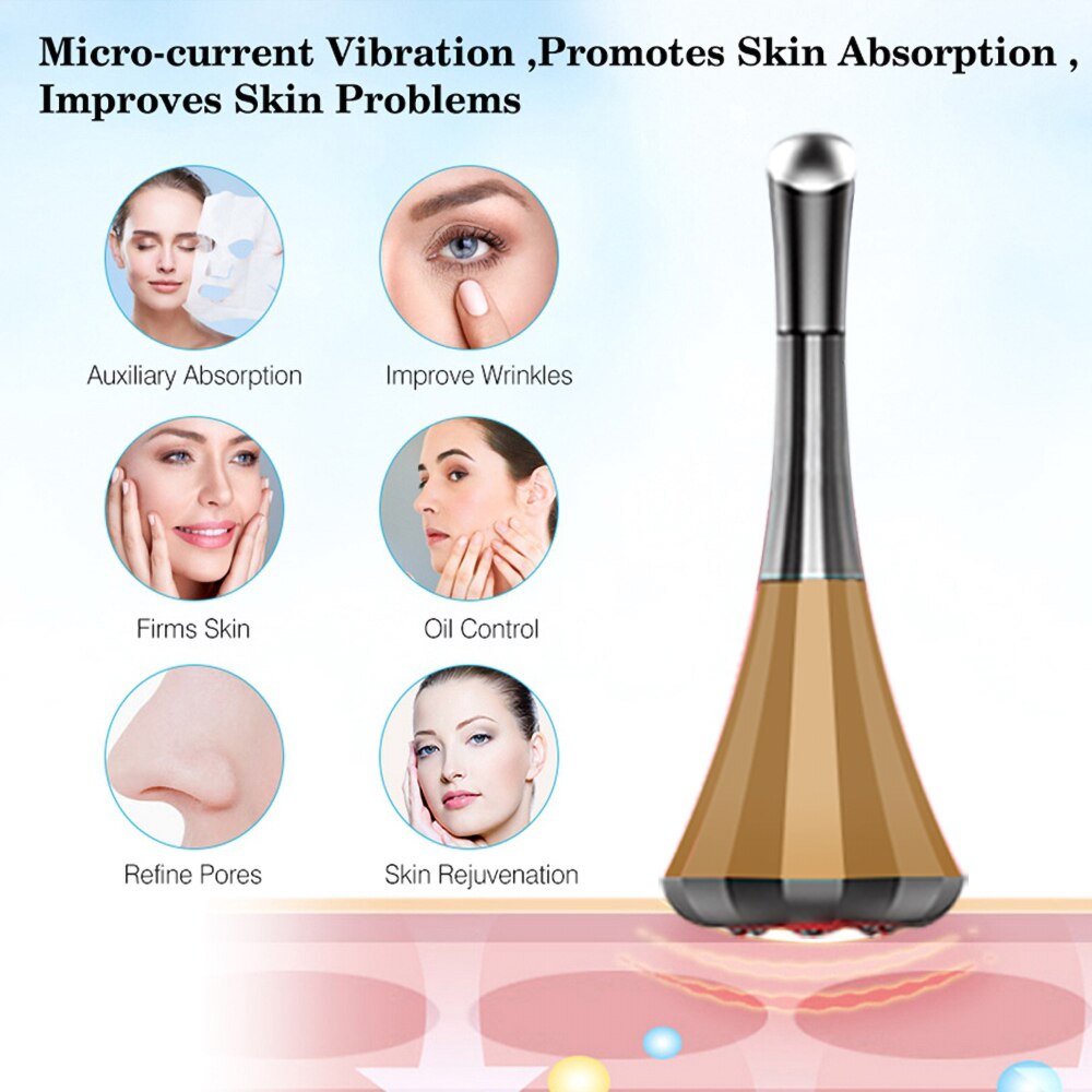 Microcurrent Face Lift Machine Ice Skin Firming Vibrating Anti Aging Face Massager Eye Wrinkle Removal Facial Toning Device V-#1