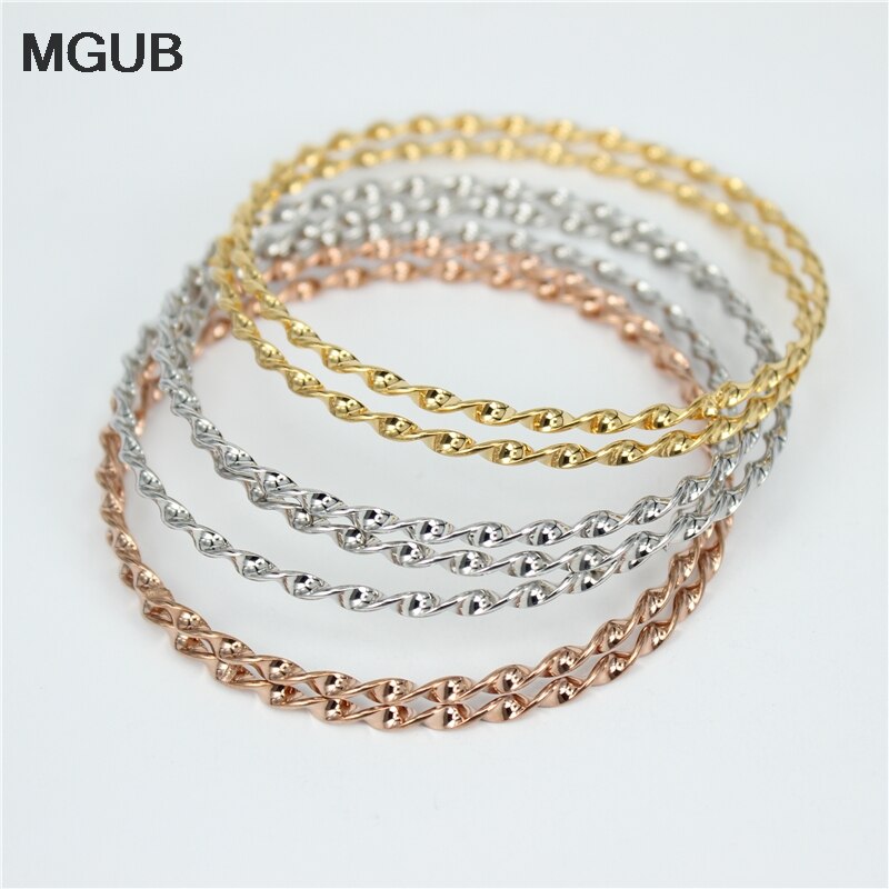 7 teile/satz Klassische dreifarbig einfache armbänder &Ampere; Armreifen edelstahl schmuck für frauen LH58